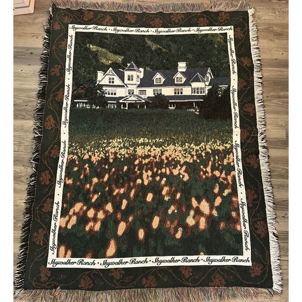 SKYWALKER RANCH Lucasfilm Woven Blanket Tapestry 4’ x 5’ Rare Star Wars 1990’s